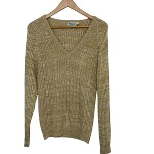 Vintage Alexanders  Ribbed Knit  Sweater Woman Y2K ‎ Medium V Neck  Long Sleeve